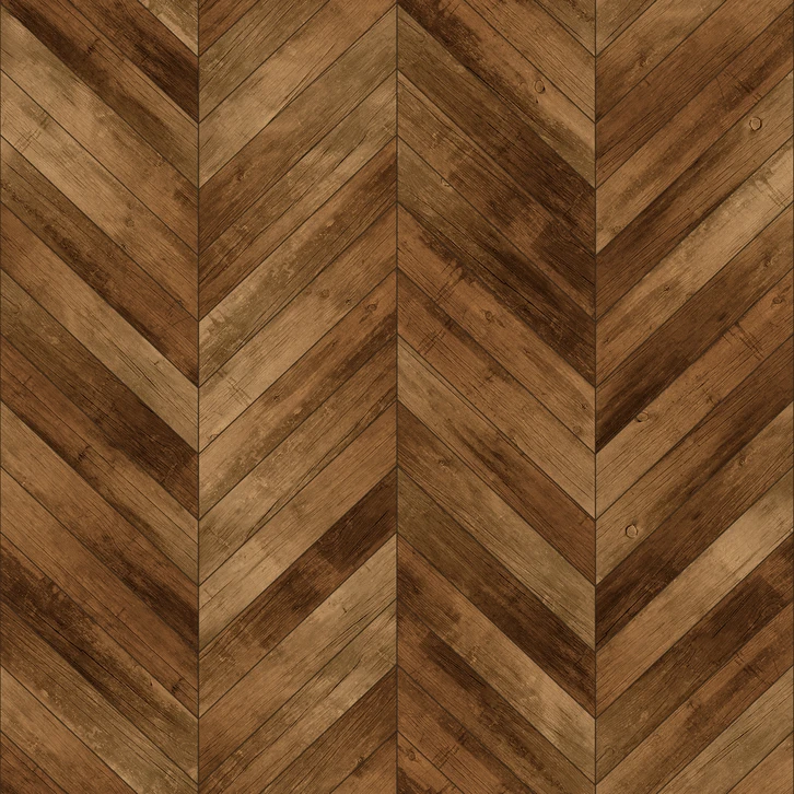 Revêtement de sol intérieur en parquet bois massif disposé en motif chevron ou point de Hongrie