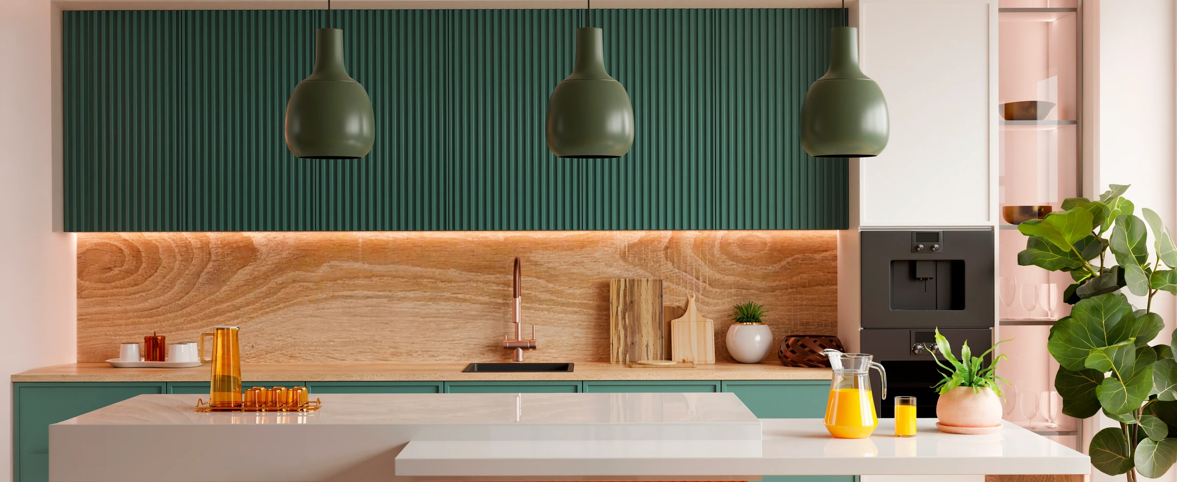 Cuisine moderne avec installateur professionnel en uniforme rouge montant un tiroir blanc dans meuble bas gris anthracite